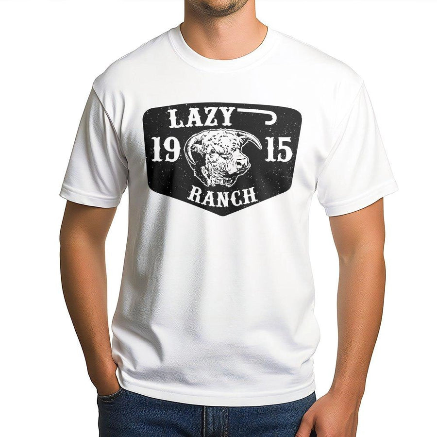 Lazy Ranch T-Shirt | Western Bull Head Logo Graphic | Premium Soft Cotton Tee | Country Life Gift for Cowgirls and Cowboys
