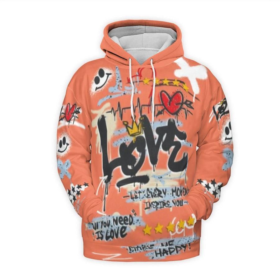 Love Graffiti Hoodie | Street Art Graphic Print | Soft Brushed Fleece Polyester | Unisex Urban Pullover Gift