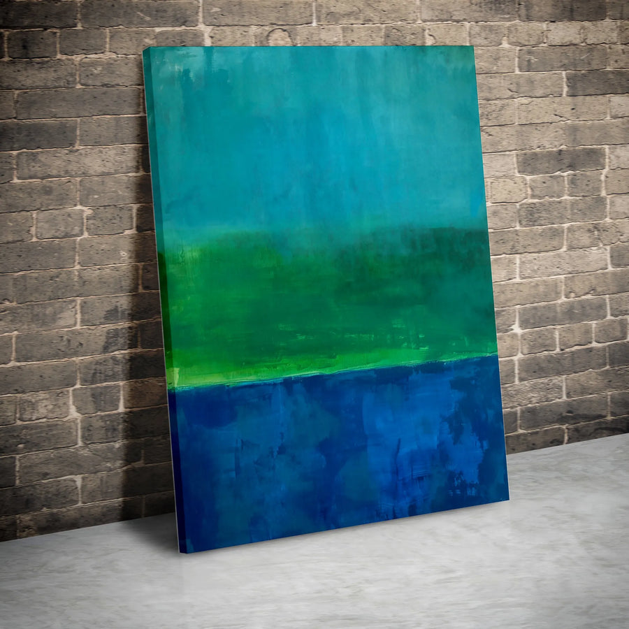 Abstract Color Block Canvas Print | Teal Green and Blue Painting | Premium Thick Gallery Wrap Canvas | Modern Home Office Decor Gift