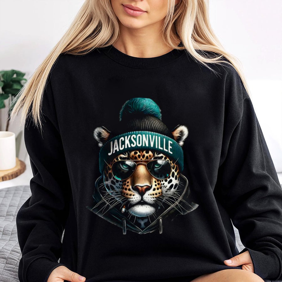 Jacksonville With Cool Jaguar Mascot Wearing Beanie And Sunglasses Sweatshirt