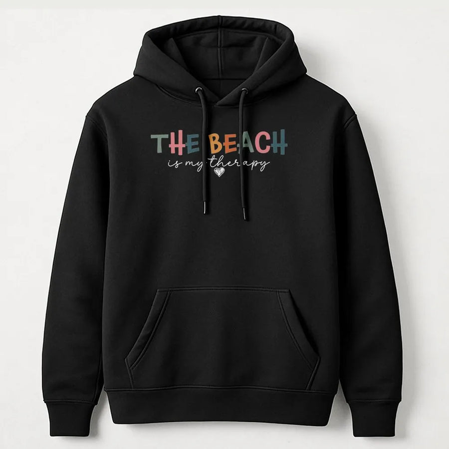 Beach Therapy Hoodie | Colorful Retro Graphic Crewneck | Cozy Cotton Blend Pullover | Gift for Beach Lover, Summer Vacation Gift