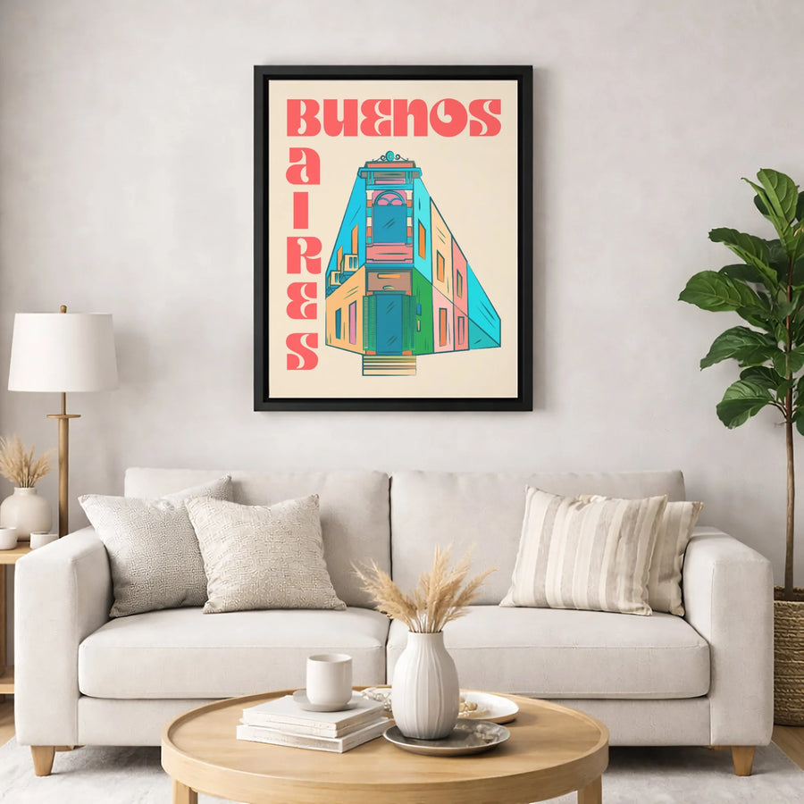 Buenos Aires Wall Art | Colorful Architecture Travel Poster | Premium Gallery-Wrapped Canvas | Travel Decor Gift for Home or Office