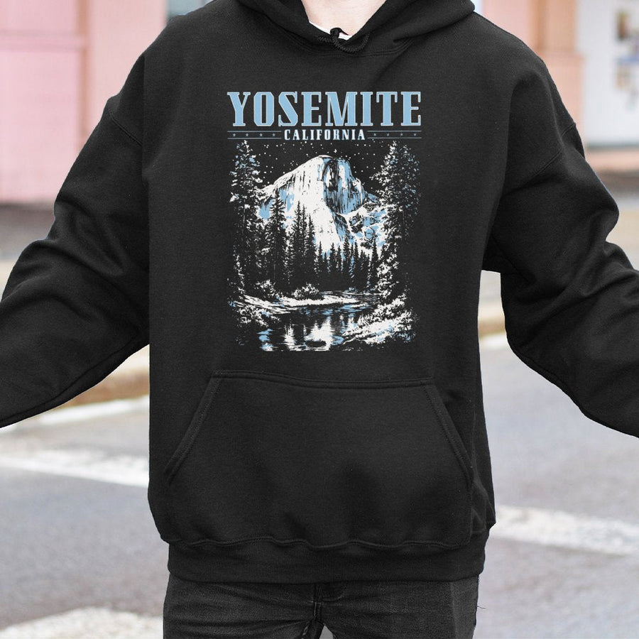 Yosemite National Park Hoodie | Retro Half Dome Graphic Sweatshirt | Premium Cotton Blend | Nature Lover Gift for Hikers and Outdoorsmen
