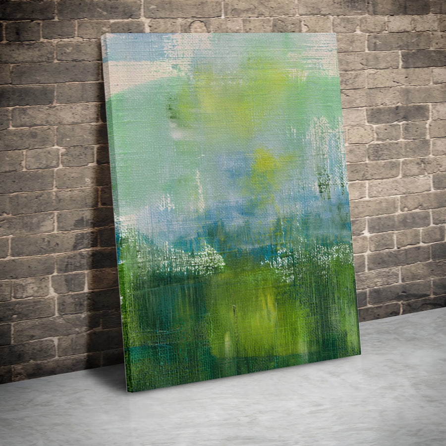 Abstract Arboretum Canvas Wall Art | Impressionist Green & Blue Landscape Painting | Premium Gallery-Wrapped Print | Modern Living Room & Office Decor Gift