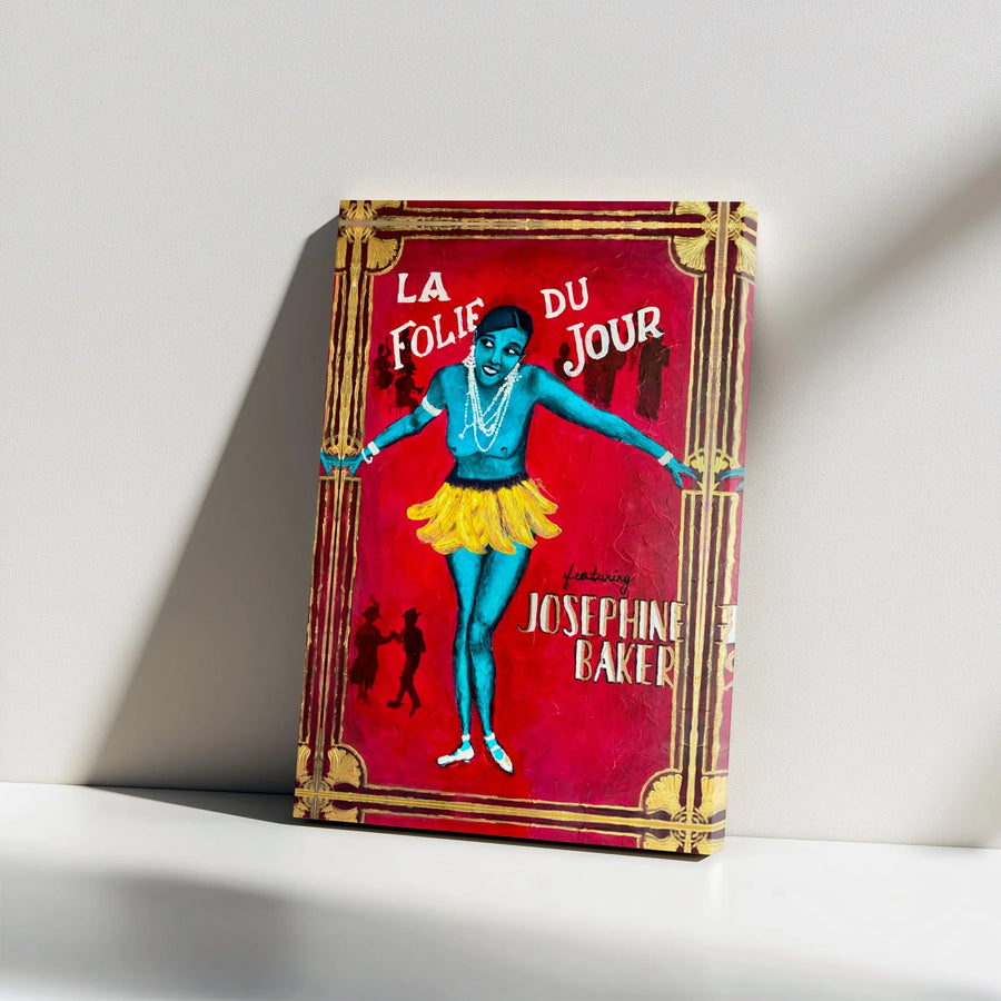 Josephine Baker Art Deco Wall Art | La Folie Du Jour Poster Print | Gallery-Wrapped Premium Canvas | Vintage Jazz Age Decor Gift for Art Lovers