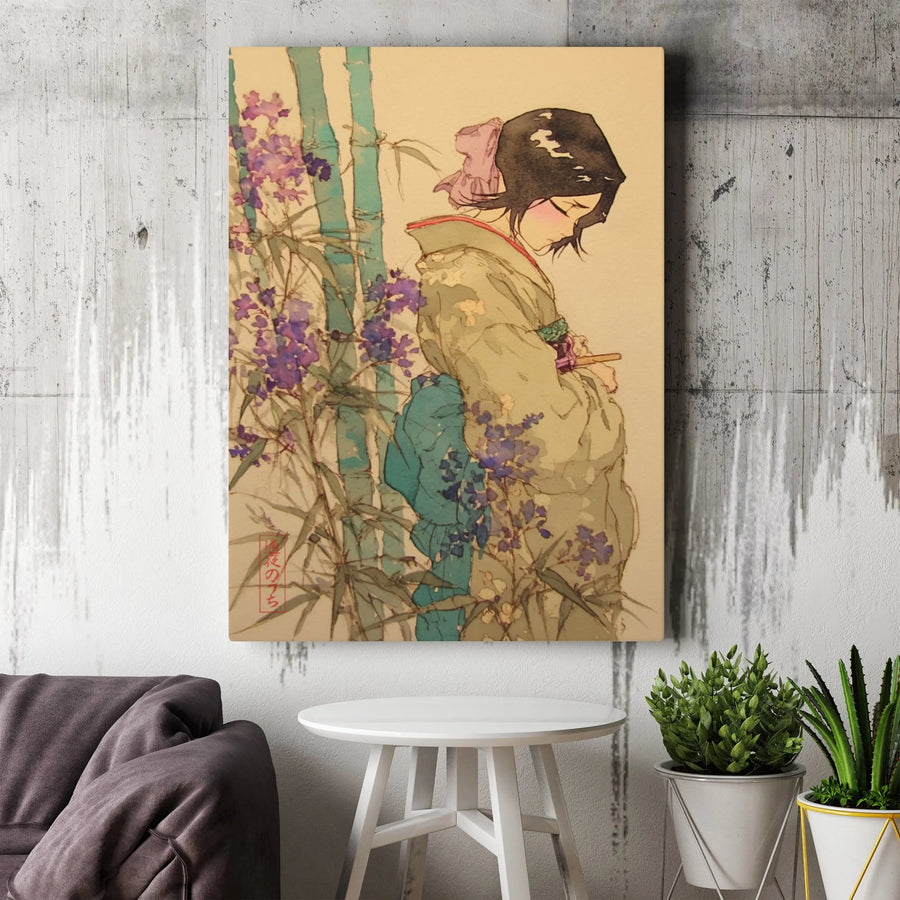 Japanese Art Canvas Print | Elegant Kimono Woman with Bamboo Wall Decor | 1.25-Inch Gallery Wrap | Premium Aesthetic Home Gift