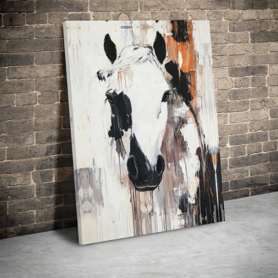 Abstract Horse Wall Art Canvas | Modern Monochrome Equine Portrait | Gallery Quality 1.25" Frame | Western Home Decor Gift