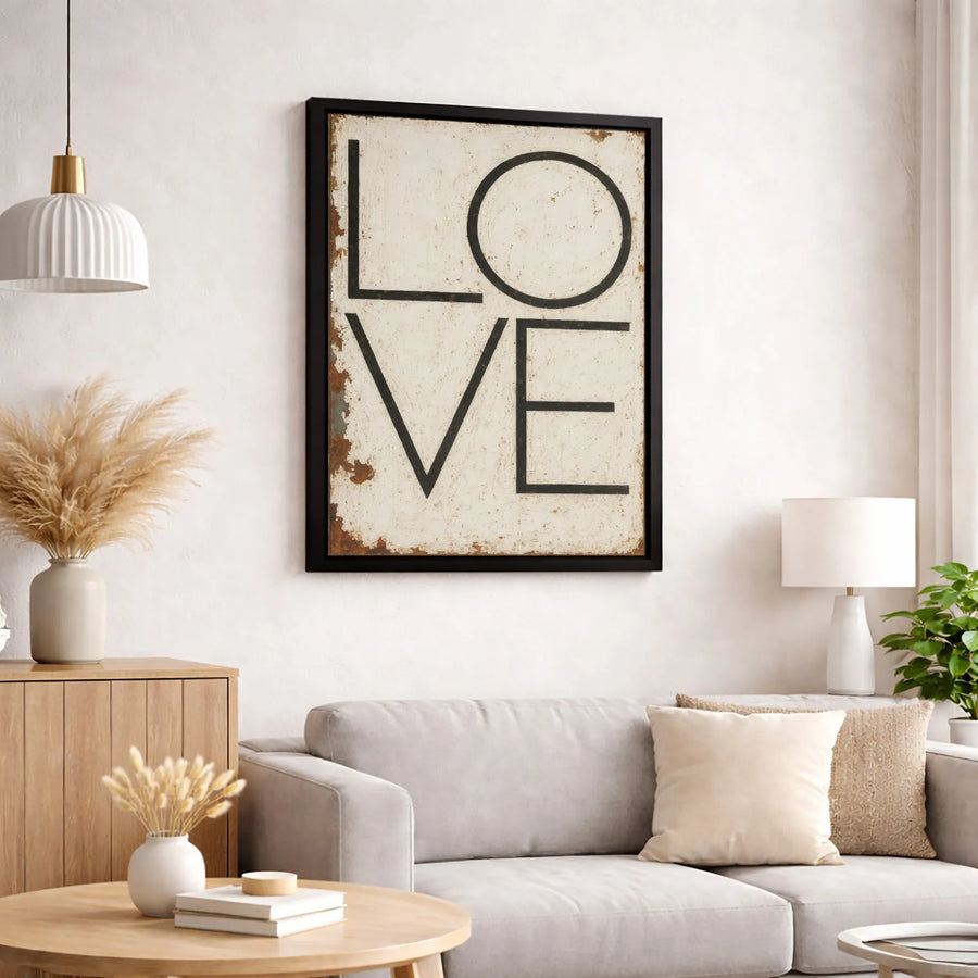Love Stacked Canvas Wall Art | Rustic Distressed Typography Print | 1.25-Inch Premium Gallery Profile | Romantic Home Decor Gift