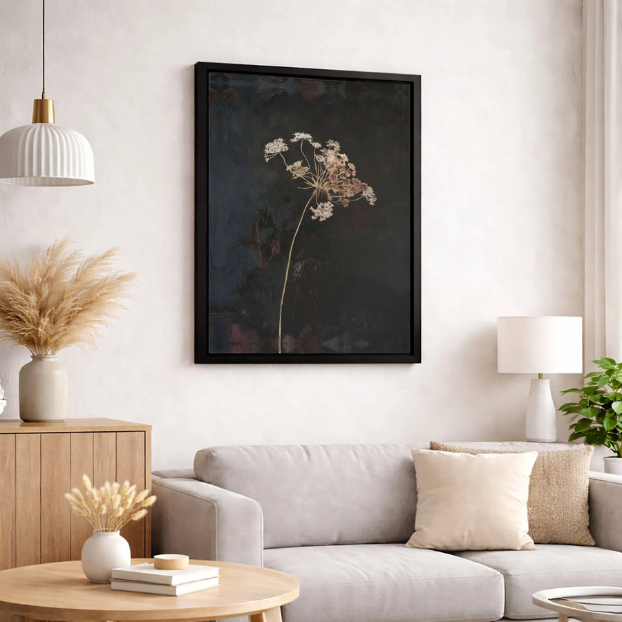 Dried Queen Anne's Lace Canvas Art | Moody Botanical Wall Decor | Premium 1.25" Gallery Wrap | Modern Farmhouse Living Room Gift