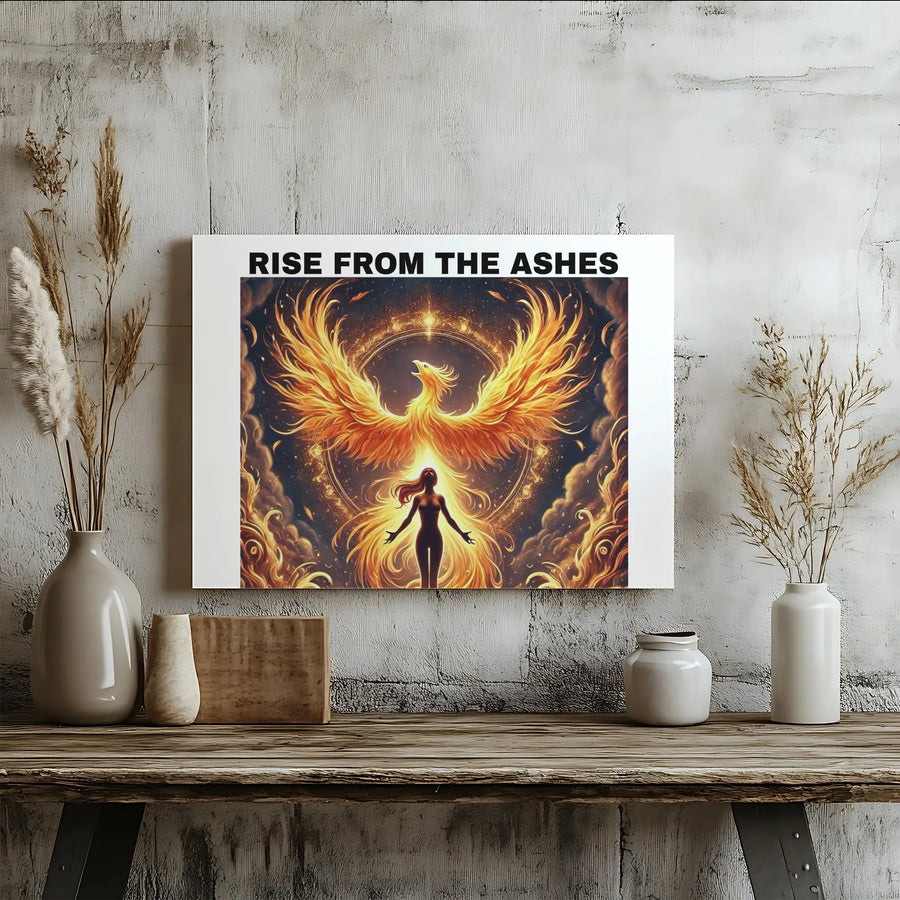 Phoenix Rising Wall Art | Rise From The Ashes Spiritual Decor | Premium Gallery-Wrapped Canvas | Inspirational Home and Office Gift
