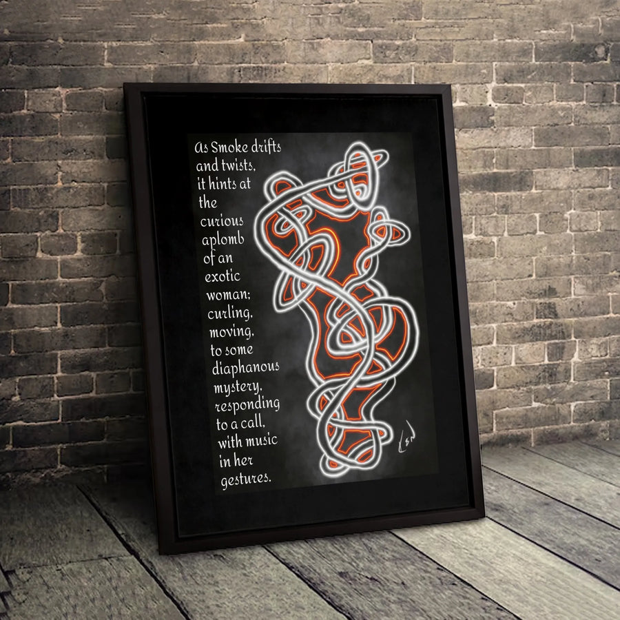 Abstract Neon Smoke Canvas Print | Poetry Wall Art with Celtic Knot Design | Premium 1.25-inch Framed Gallery Quality | Unique Home Decor Gift