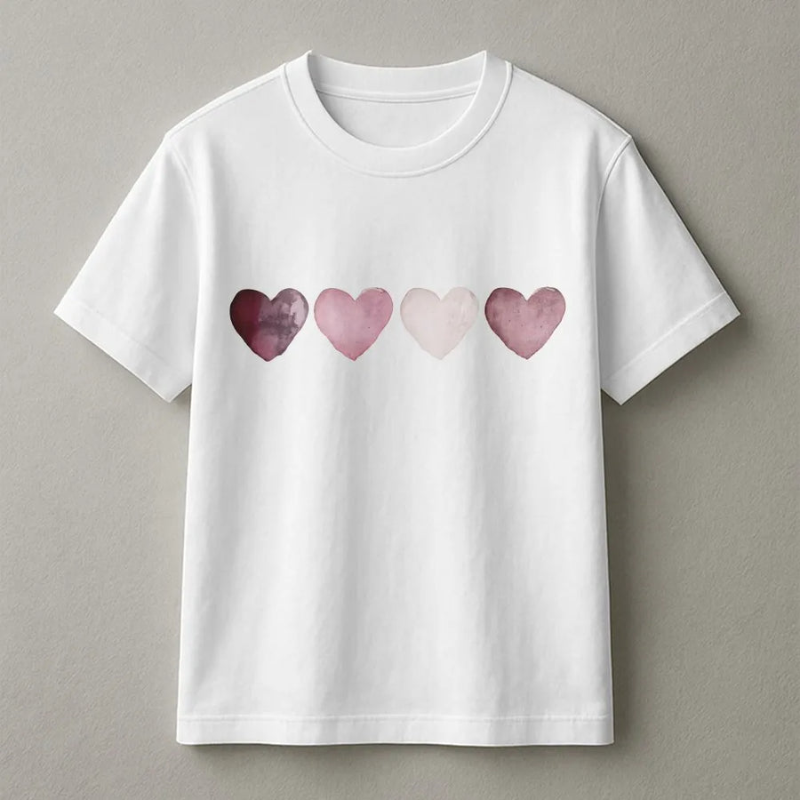 Watercolor Heart T-Shirt | Minimalist Valentine Aesthetic Design | Soft Premium Cotton Tee | Romantic Gift For Her Women Teens