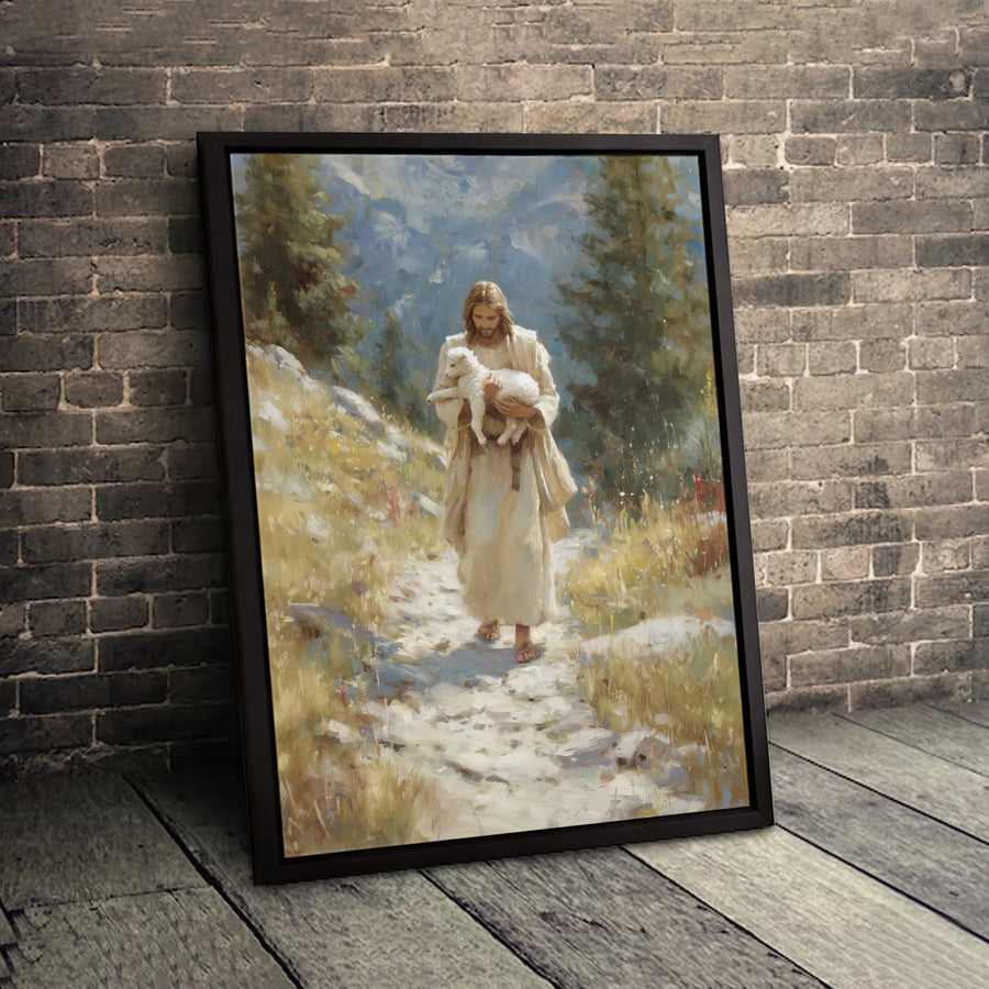 Jesus Good Shepherd Canvas Art | Impressionist Religious Wall Decor | 1.25" Premium Gallery Profile | Christian Home Decor Gift