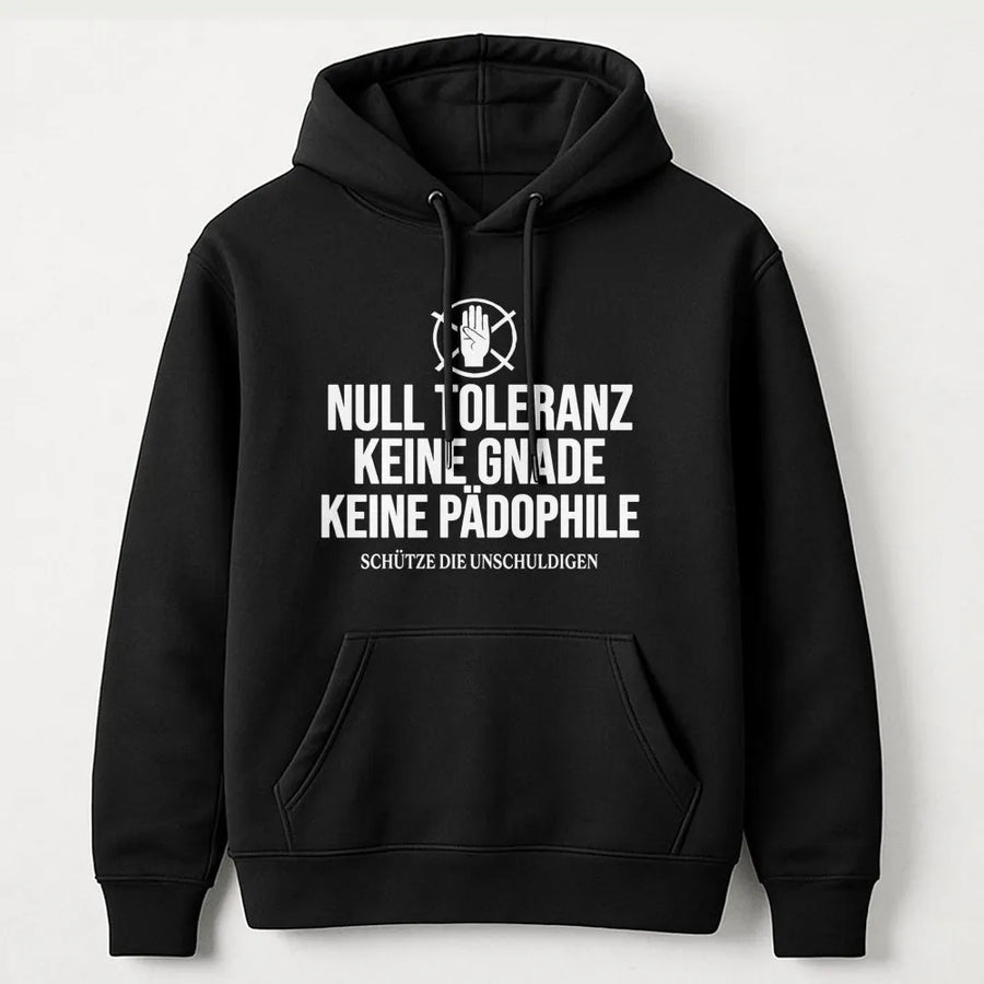 Null Toleranz Hoodie | Statement Spruch Gegen Kindesmissbrauch | Premium Baumwoll-Mix Pullover | Schütze die Unschuldigen Geschenk