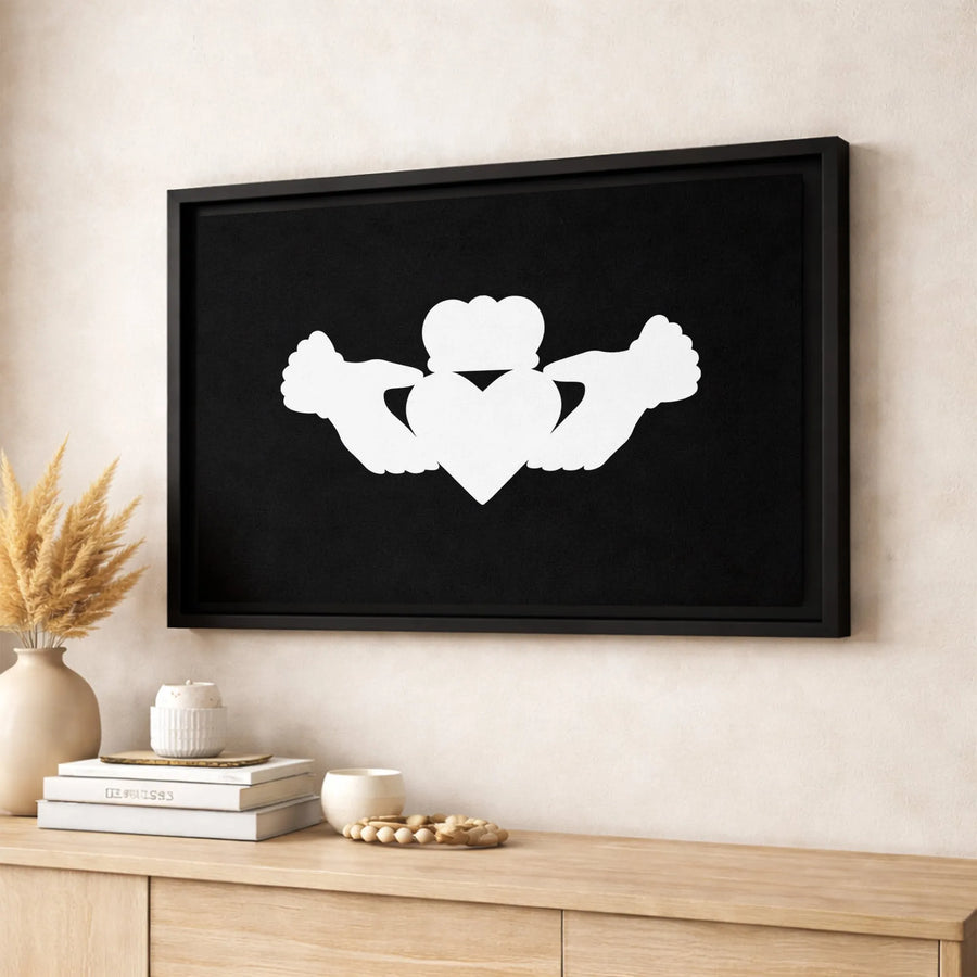 Claddagh Symbol Canvas Print | Minimalist Irish Heart and Hands Art | Premium Gallery-Wrapped Wall Decor | Meaningful Gift for Irish Heritage