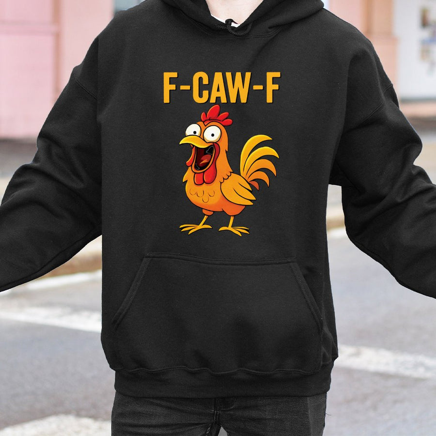 Funny Chicken Hoodie | F-Caw-F Graphic Pullover | Premium Cotton Blend | Gift for Chicken Lovers, Farmers, Poultry Enthusiasts