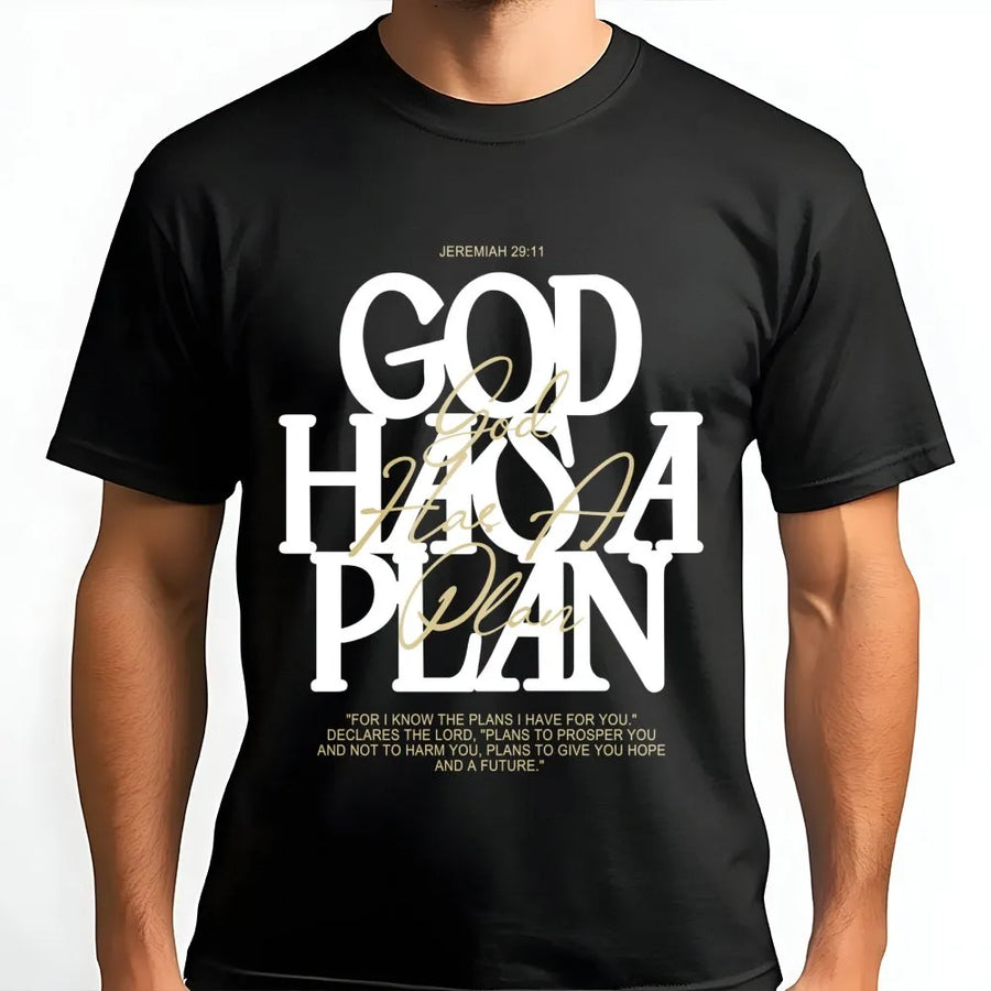 God Has A Plan T-Shirt | Jeremiah 29:11 Christian Scripture | Premium Cotton Graphic Tee | Inspirational Religious Gift for Women and Men