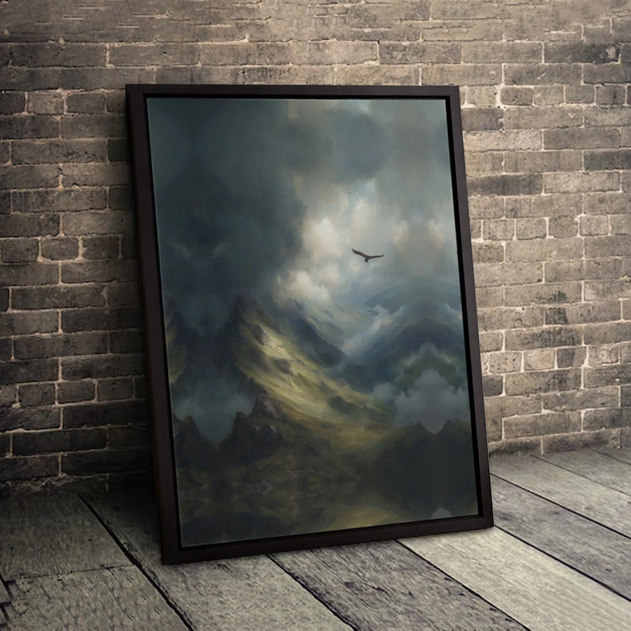 Eagle Mountain Wall Art | Moody Landscape Canvas Print | Premium 1.25 Inch Gallery Wrap | Nature Enthusiast Office Decor Gift