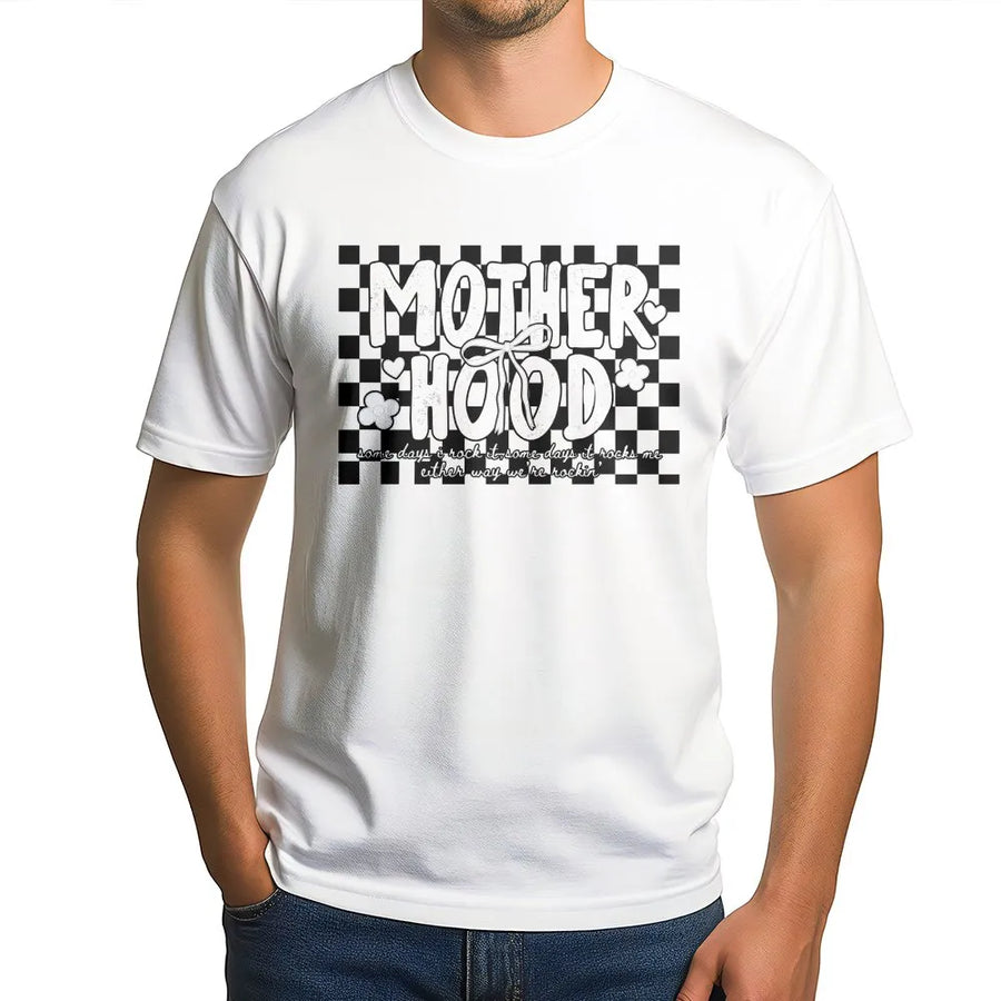 Trendy Mama Shirt | Retro Checkerboard Motherhood Graphic Tee | Premium Soft Cotton | Cool Mom Club Gift for Her