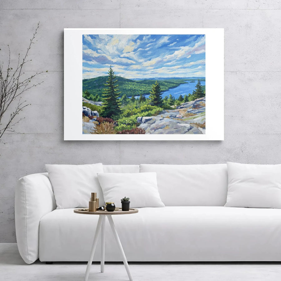 Mountain Landscape Canvas Print | Impressionist Pine Forest Lake View | 1.25" Gallery Wrap Wall Art | Nature Decor For Home Or Office