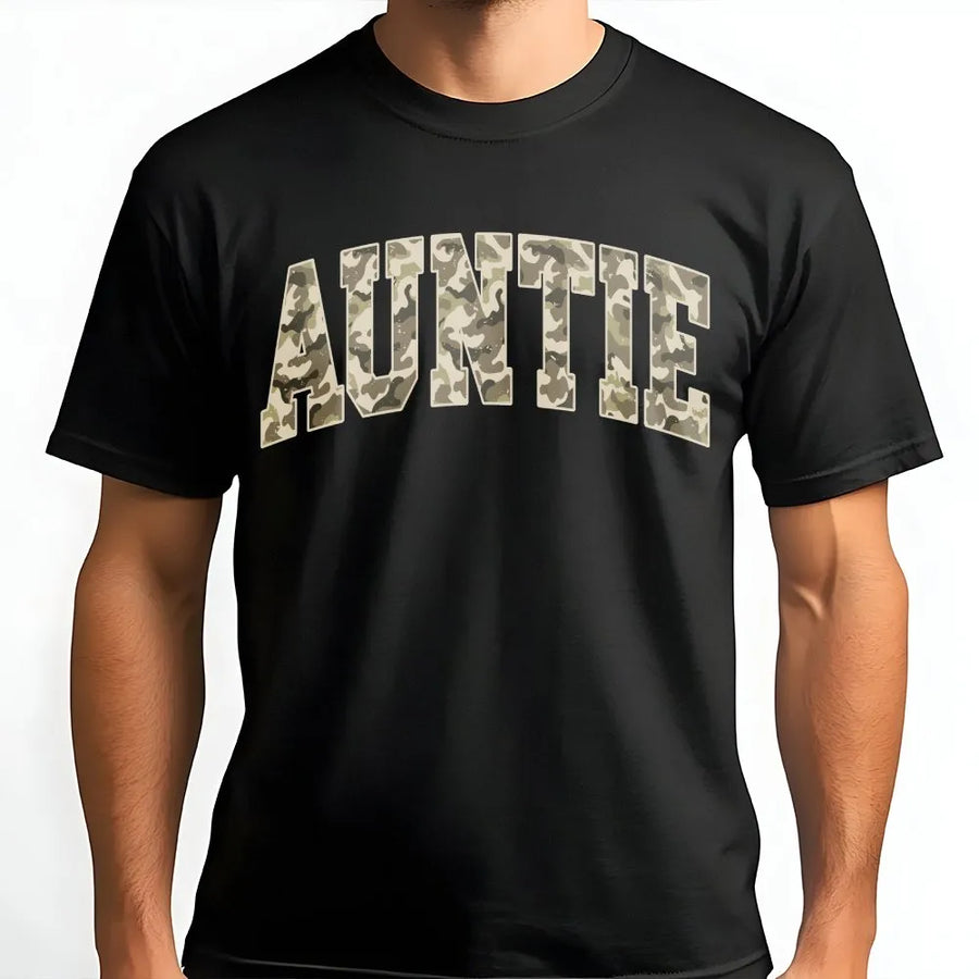 Camo Auntie Shirt | Comfort Colors® Varsity T-Shirt | Premium Cotton | Gift for New Aunt From Niece or Nephew, Future Uncle