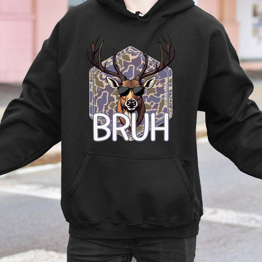Buck Bruh Hoodie | Deer Hunter Camo Graphic | Soft Cotton-Polyester Blend | Funny Hunting Gift For Men And Women