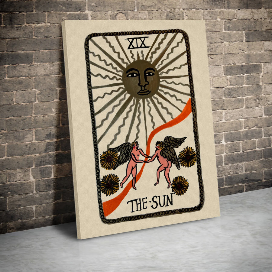 The Sun Tarot Card Canvas Art | XIX Astrology Wall Decor | Premium Fade-Resistant Print | Mystical Gift for Spiritual Seekers