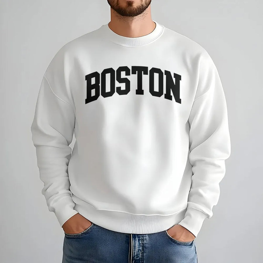 Boston Varsity Sweatshirt | Retro Collegiate Lettering | Premium Cotton Blend | Unisex Crewneck Gift for Massachusetts Lovers