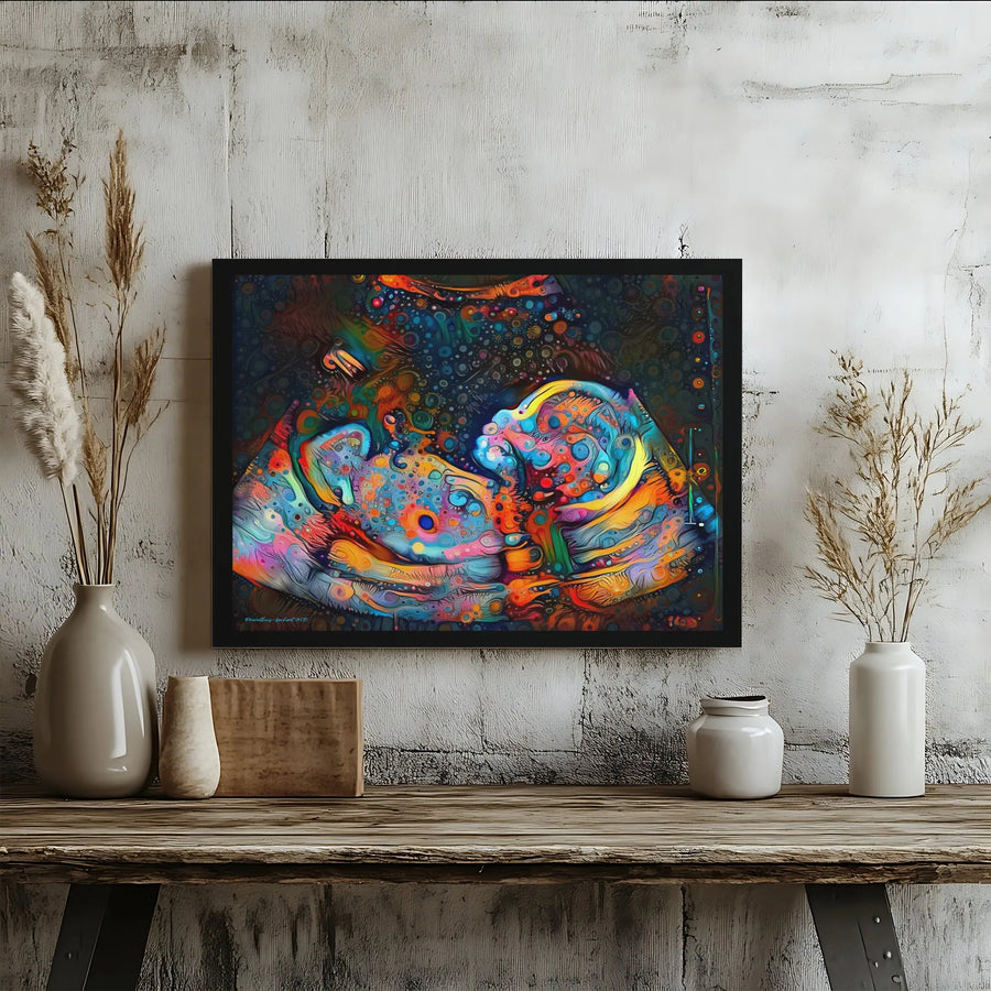 Psychedelic Fetal Art Canvas Print | Vibrant Abstract Sonogram Illustration | Premium Gallery Wrapped Decor | Unique Gift for Expecting Parents