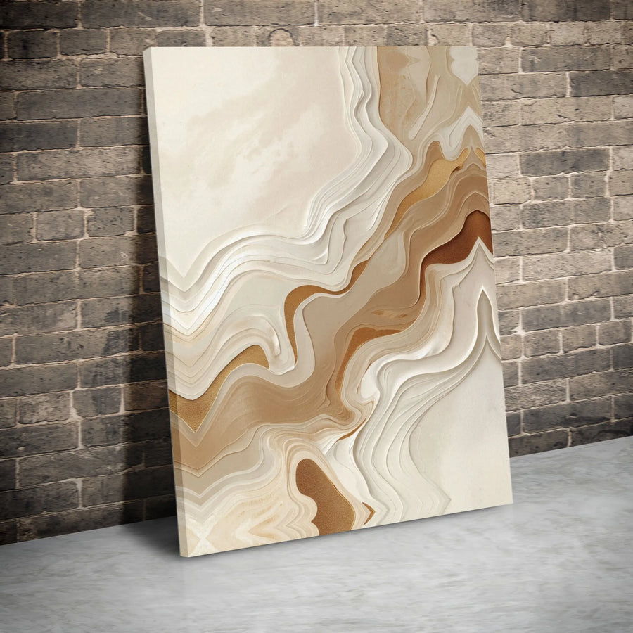 Abstract Canvas Wall Art | 3D Effect Layered Earth Tones | Premium Gallery Wrapped Canvas | Modern Minimalist Home Decor Gift
