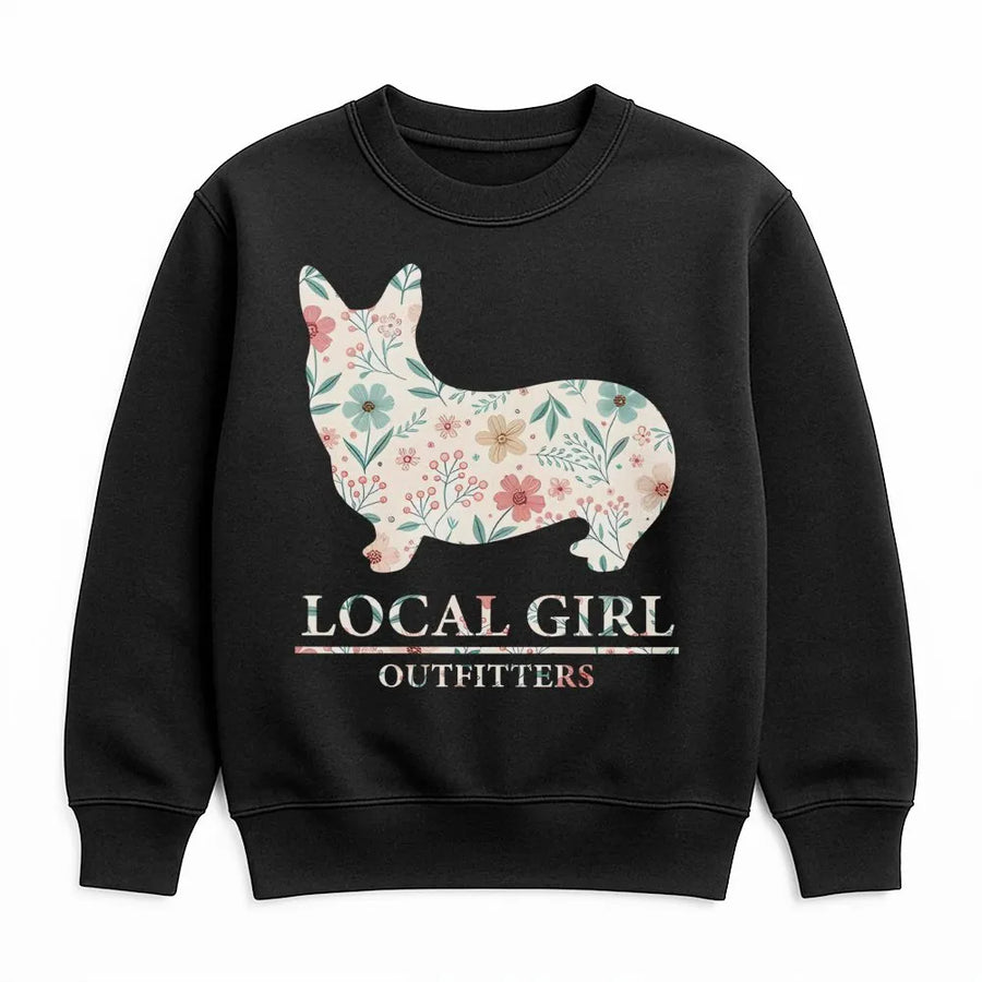 Floral Corgi Sweatshirt | Aesthetic Dog Lover Botanical Graphic | Premium Cotton Blend Crewneck | Cute Pet Mom Gift For Women And Girls