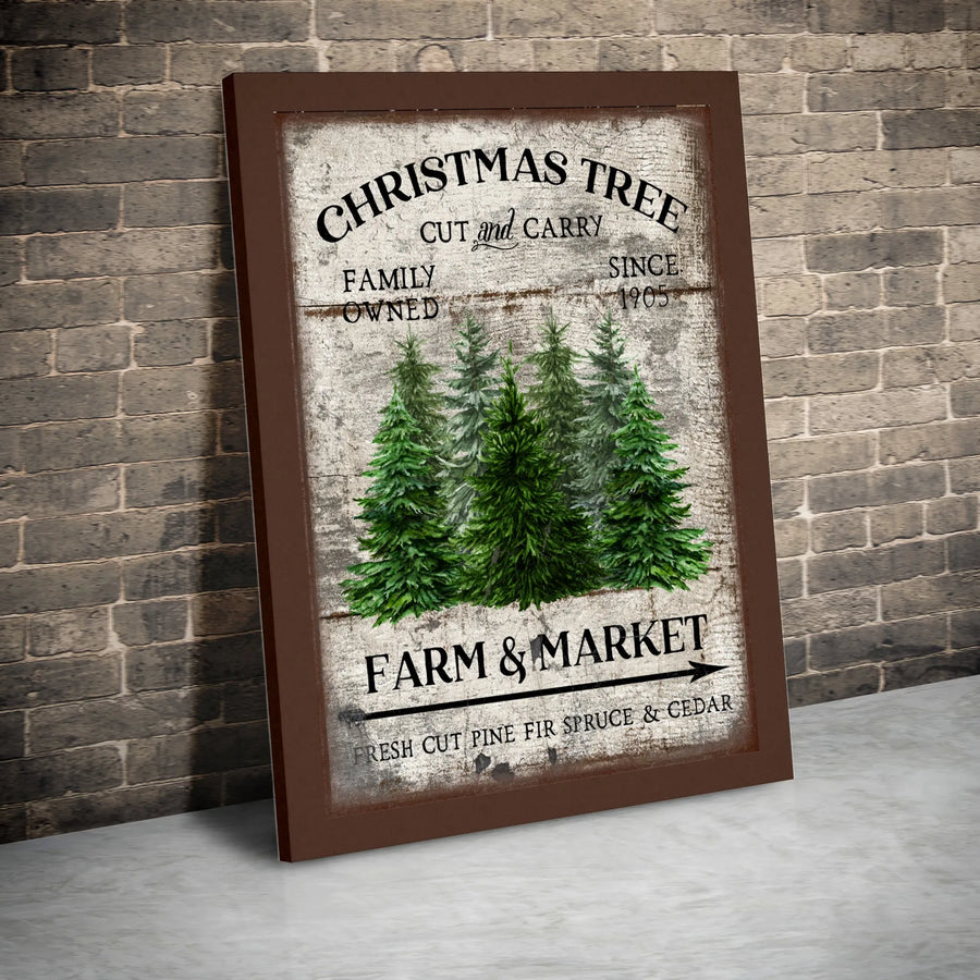 Christmas Tree Farm Canvas Print | Rustic Holiday Wall Decor | 1.25" Gallery Wrap | Vintage Farmhouse Style Gift