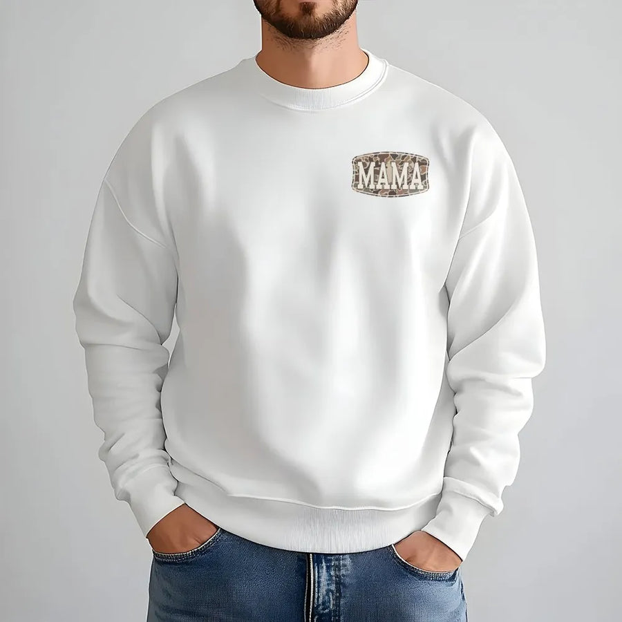 Camo Mama Sweatshirt | 2-Sided Camouflage Graphic Pullover | Premium Cotton Blend | Mother's Day Gift for New Mom, Trendy Streetwear