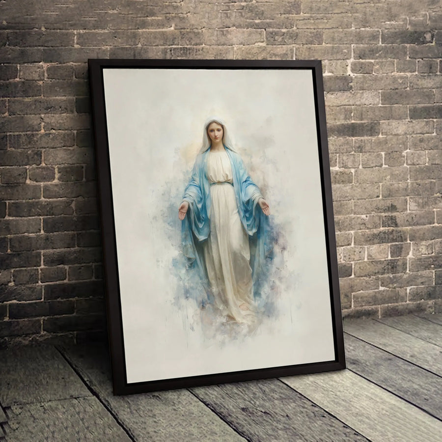 Virgin Mary Wall Art | Watercolor Blessed Mother Canvas Print | Premium Religious Home Decor | Catholic Gift for Church or Home Sanctuary