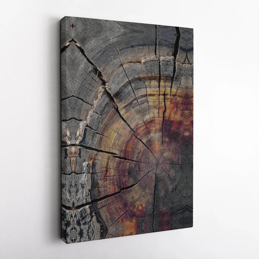 Abstract Tree Ring Canvas Print | Rustic Wood Grain Texture Wall Art | 1.25-Inch Premium Gallery Profile | Modern Home & Office Decor Gift