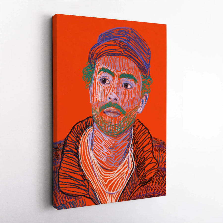 Abstract Portrait Canvas Print | Vibrant Scribble Line Art | Premium Gallery Wrapped 1.25" Profile | Modern Home & Office Wall Decor