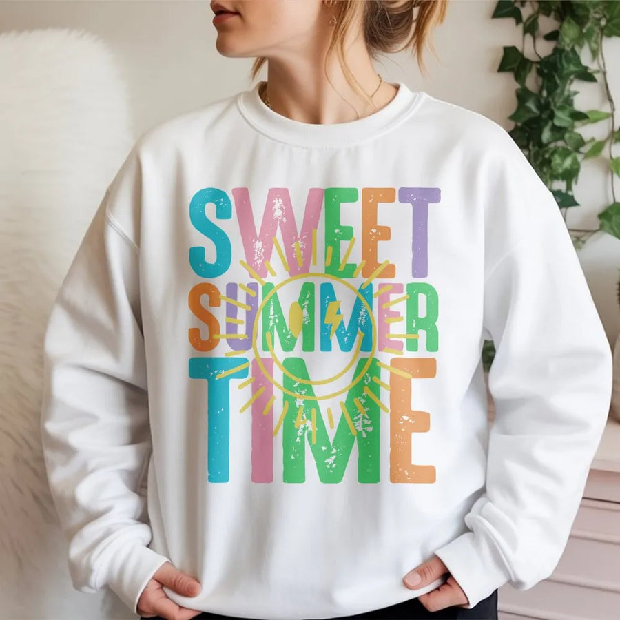 Sweet Summer Time Shirt | Retro Graphic Tee with Pastel Colors | Premium 100% Cotton | Unisex Summer Vacation Gift