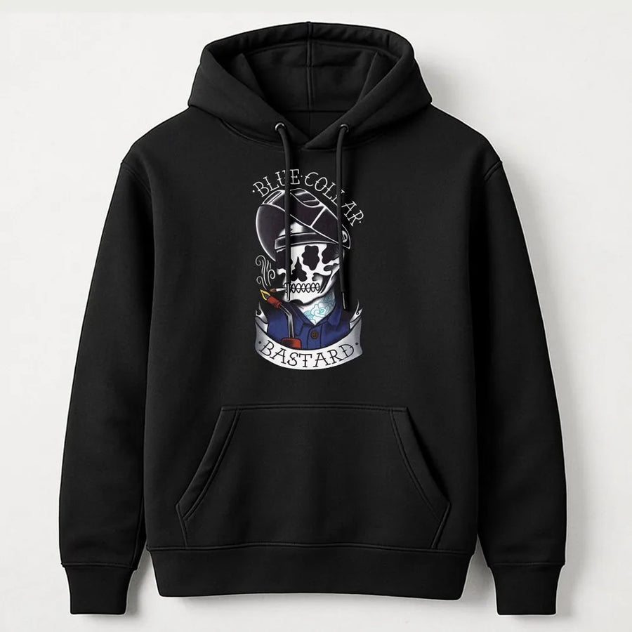 Welder Hoodie | Blue Collar Bastard Tattoo Style Graphic | Premium Cotton Blend | Gift For Him, Tradesman, Welding Enthusiast