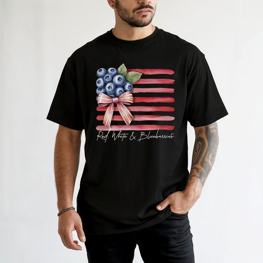 Red White And Blueberries T-Shirt | Patriotic American Flag Fruit Design | 100% Cotton Premium Tee | Fourth of July Gift for Women and Men