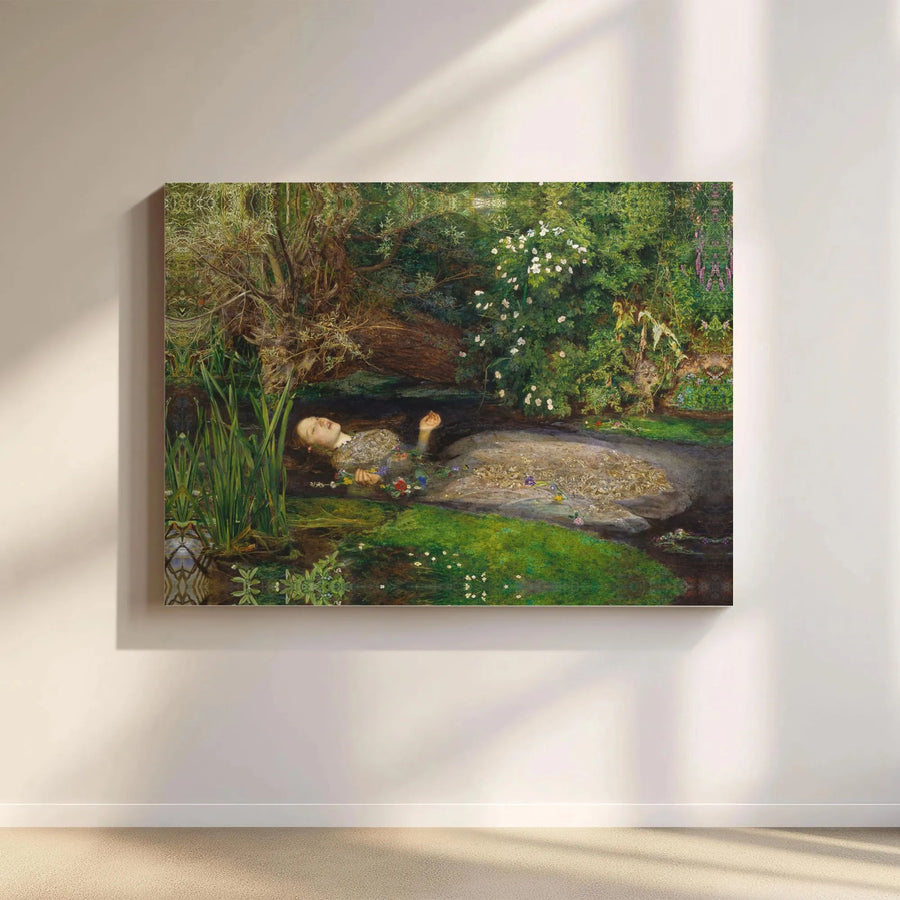 Ophelia by John Everett Millais Canvas Art | Pre-Raphaelite Painting Print | Premium Gallery Wrapped Canvas | Classical Romantic Wall Decor for Home