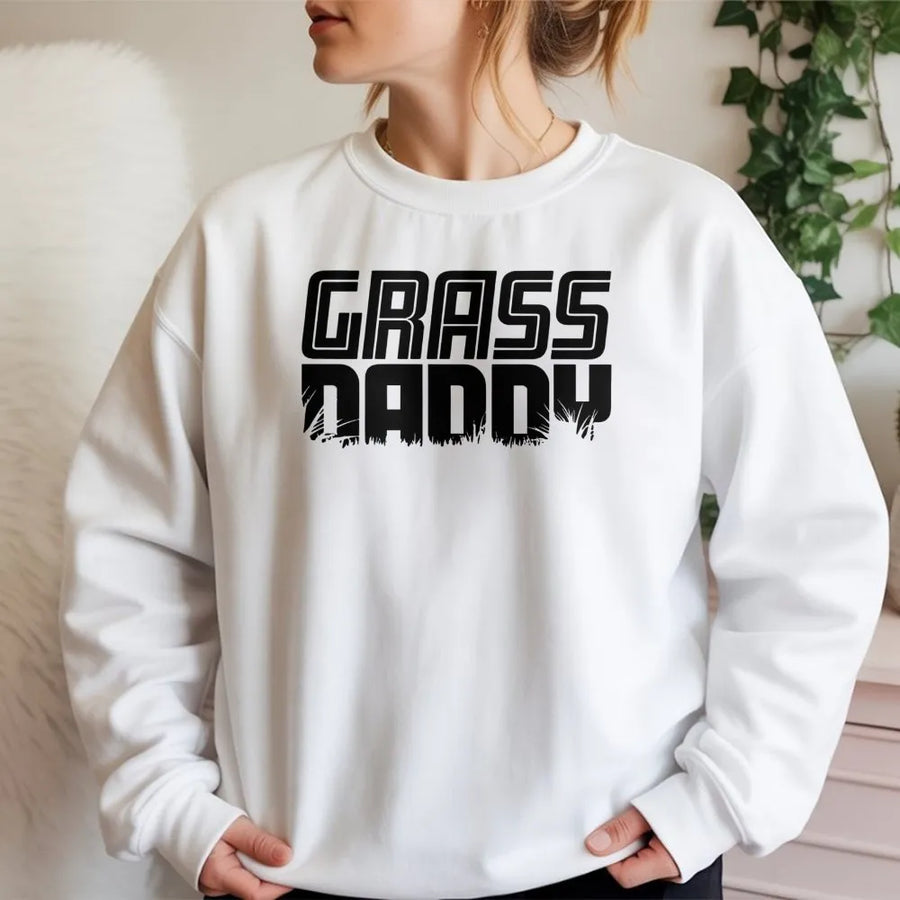 Grass Daddy Sweatshirt | Funny Lawn Care Gift | Premium Cotton Blend | Humorous Dad Birthday Shirt for Husband and Landscaper