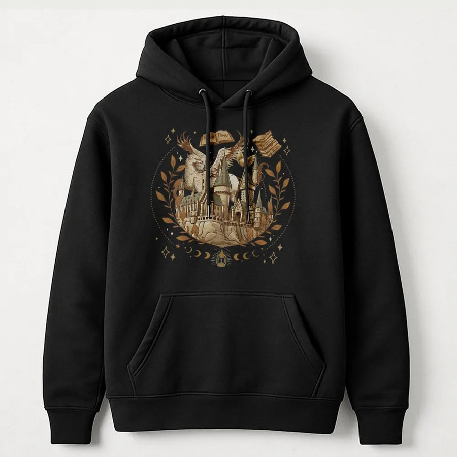 Wizard Castle Hoodie | Magical Bookish Fantasy Graphic Design | Premium Cotton Blend | Gift for Readers and Fantasy Fans