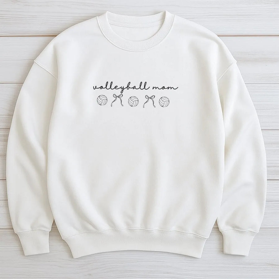 Volleyball Mom Sweatshirt | Cute Volleyball Bow Graphic Sweatshirt | Soft Cotton Blend | Gift for Sports Mom