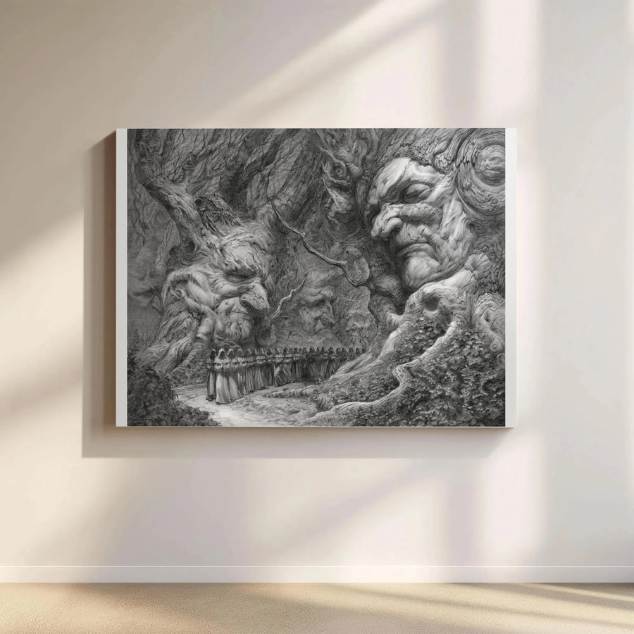 Dark Fantasy Forest Canvas Print | Vintage Tree Spirits Illustration | Thick Gallery Wrap Canvas | Collector's Gothic Home Decor Gift