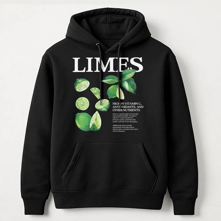 Botanical Lime Hoodie | Y2K Aesthetic Fruit Graphic | Premium Cotton Tee | Gift for Foodies and Health Enthusiasts
