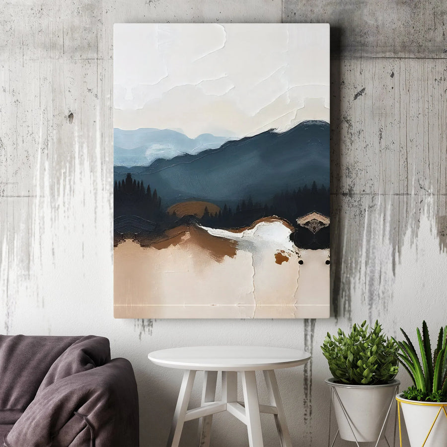 Abstract Mountain Canvas Wall Art | Minimalist Pine Forest Landscape | 1.25 Inch Gallery Wrap | Modern Home Decor Gift