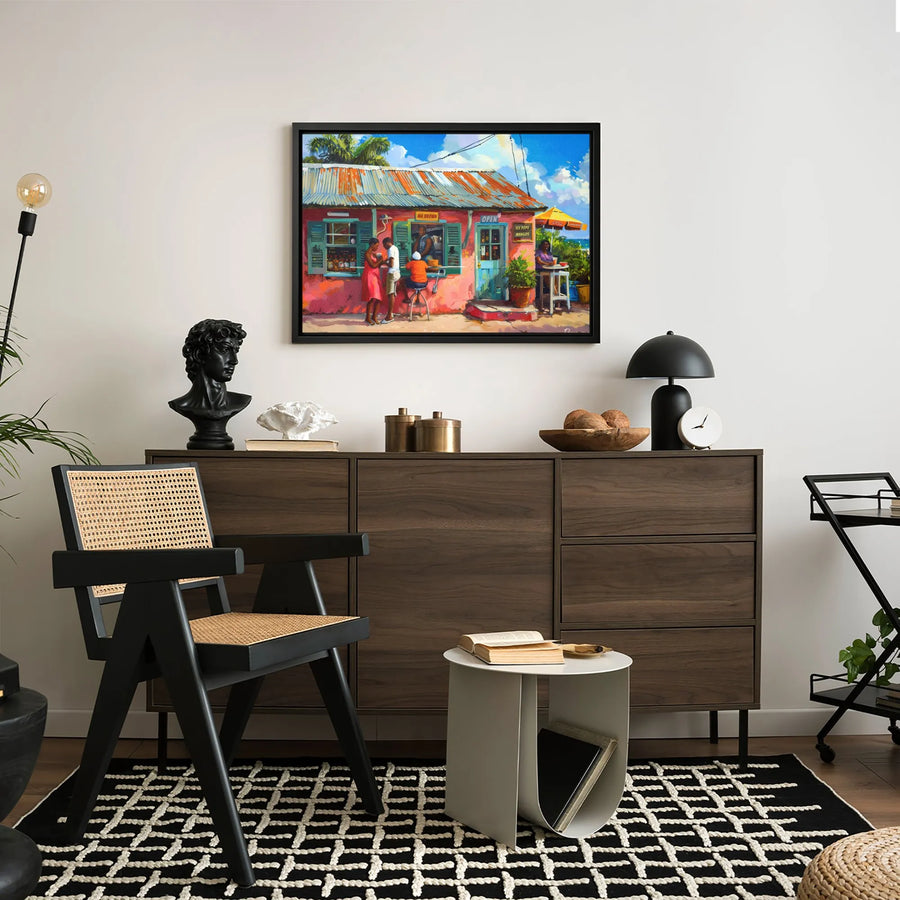 Caribbean Beach Bar Canvas Art | Tropical Island Scene Print | Premium Gallery-Wrapped Wall Decor | Coastal Home & Vacation House Gift