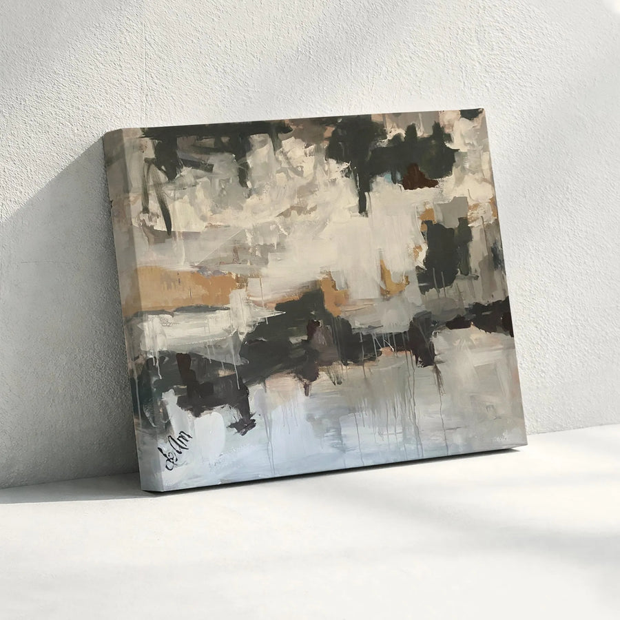 Abstract Canvas Wall Art | Neutral Tones Painting Print | Premium Gallery Wrapped Canvas | Living Room & Office Decor Gift