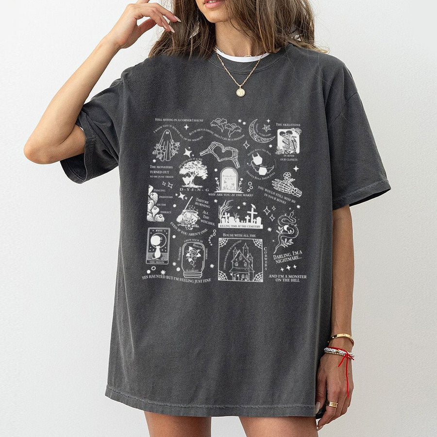 Spooky Ghost Aesthetic T-Shirt | Gothic Witchy Fall Graphic Tee | 100% Premium Cotton | Alt Fashion Gift For Halloween Lovers
