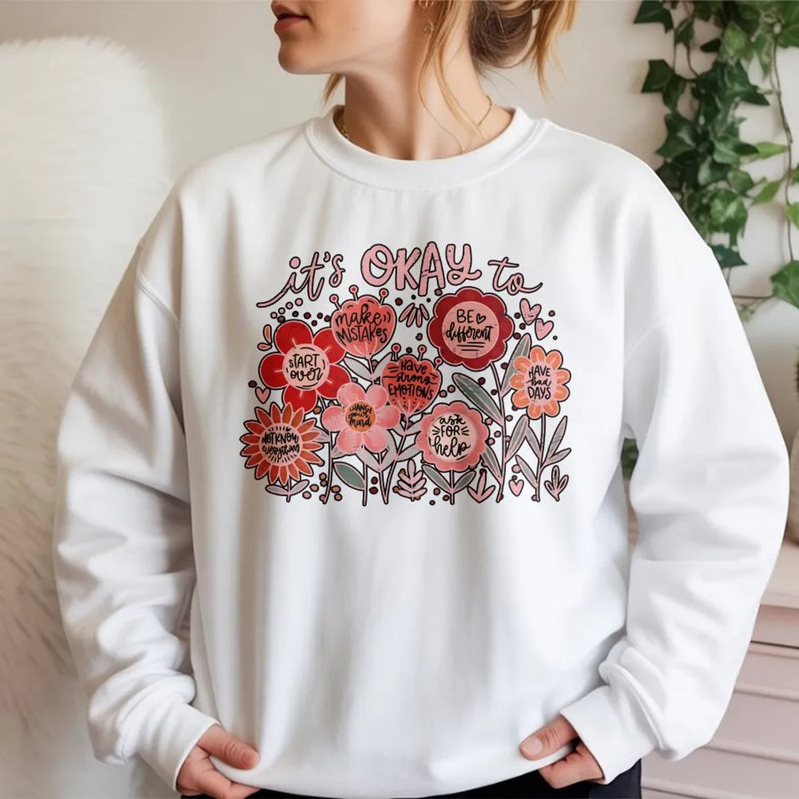 Mental Health Awareness Sweatshirt | Inspirational Floral Graphic | Premium Cotton Blend | Self Love Gift for Her